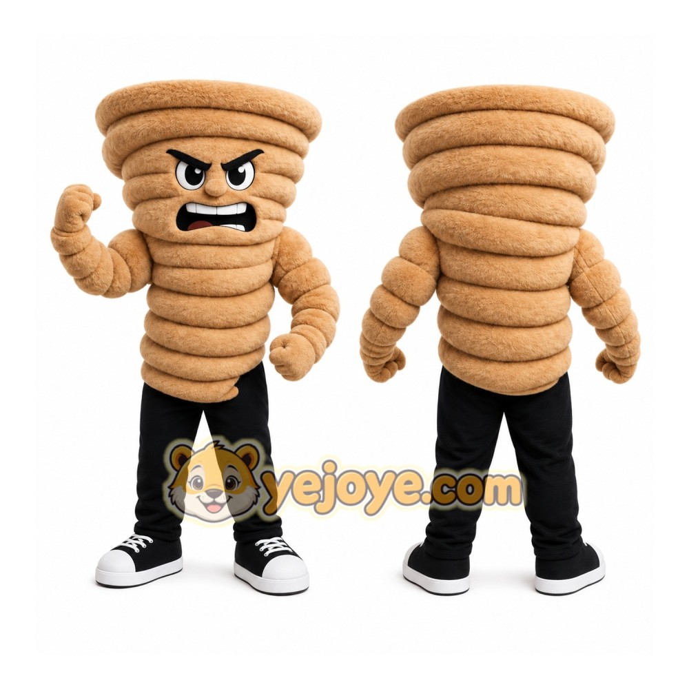 Tan Tornado Mascot Costume with Custom Logo
