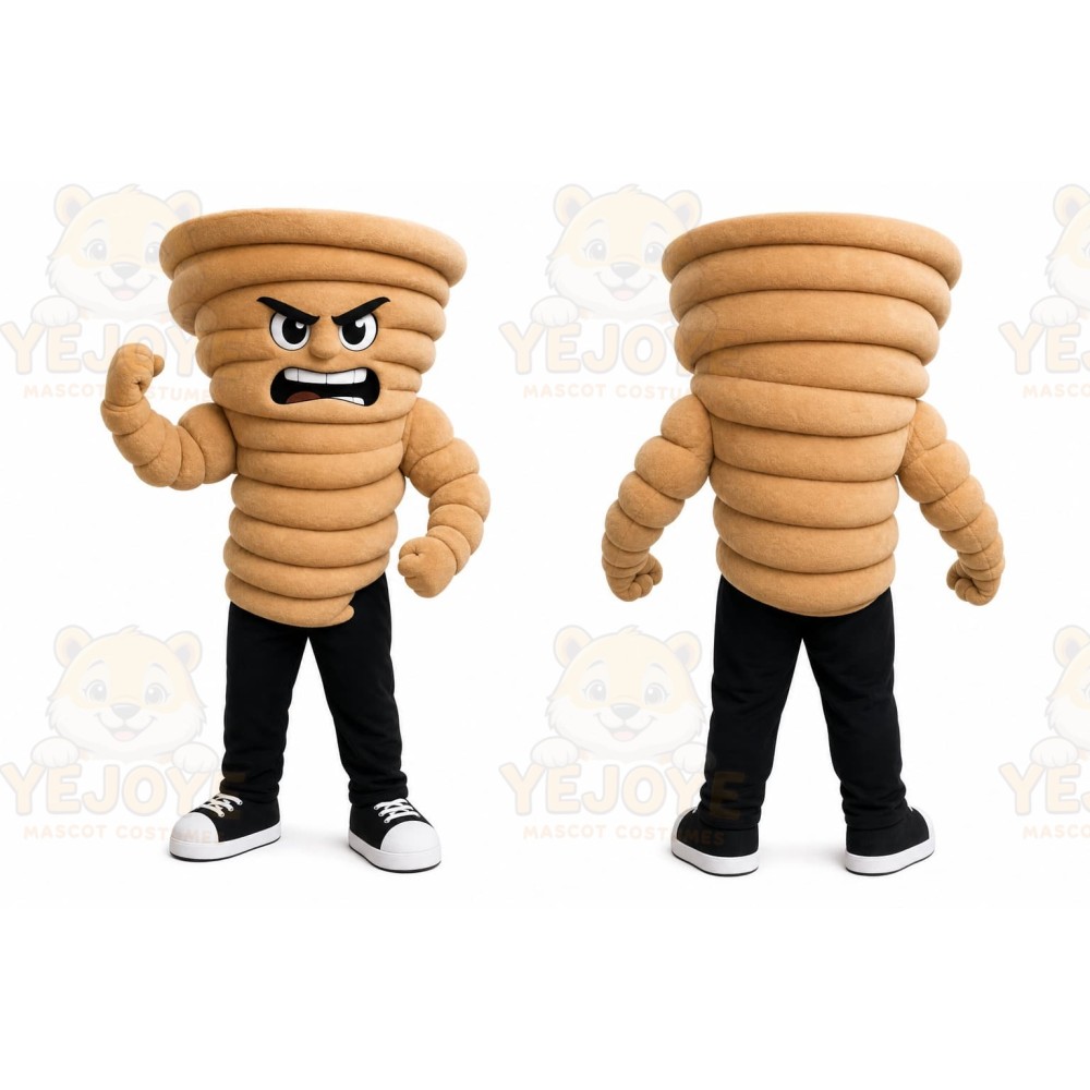 Tan Tornado Mascot Costume with Custom Logo