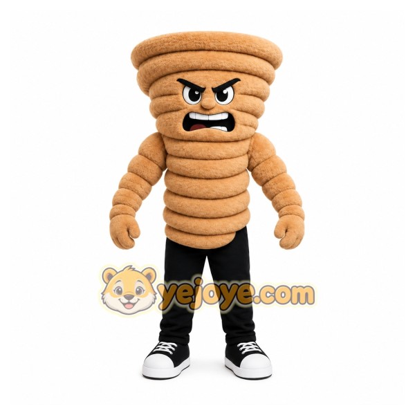 Tan Tornado Mascot Costume with Custom Logo