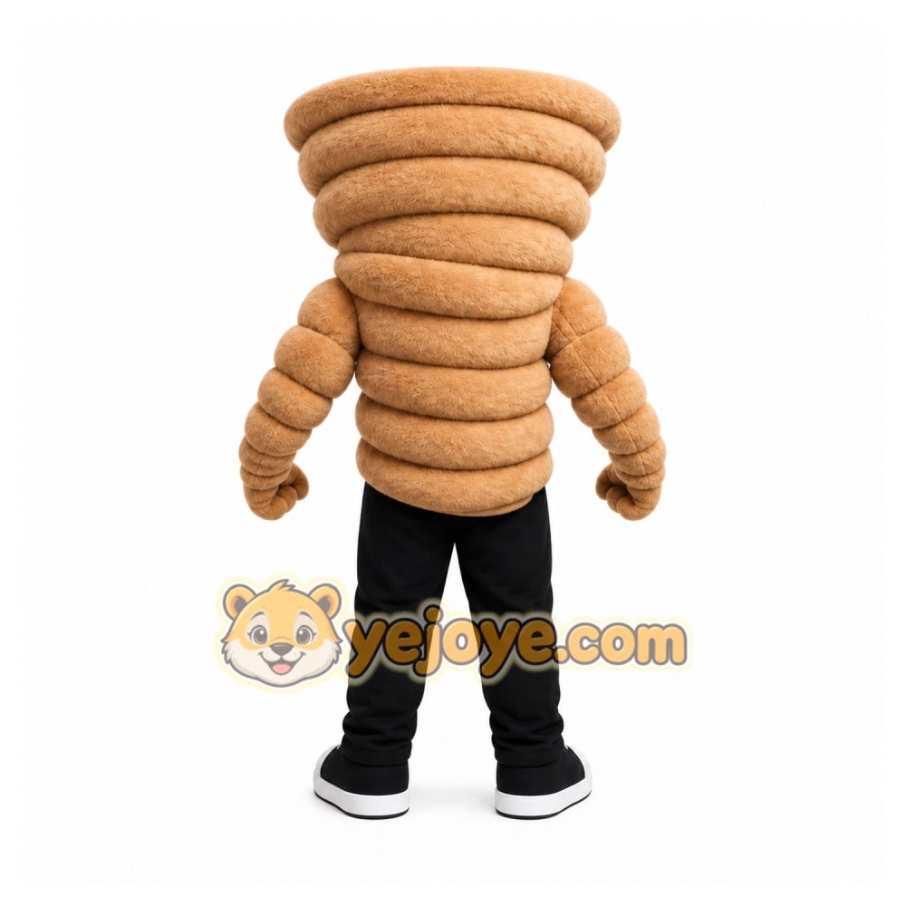 Tan Tornado Mascot Costume with Custom Logo