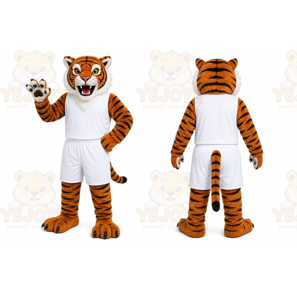 Orange Tiger Mascot Costume with Custom Logo