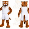 Orange Tiger Mascot Costume with Custom Logo