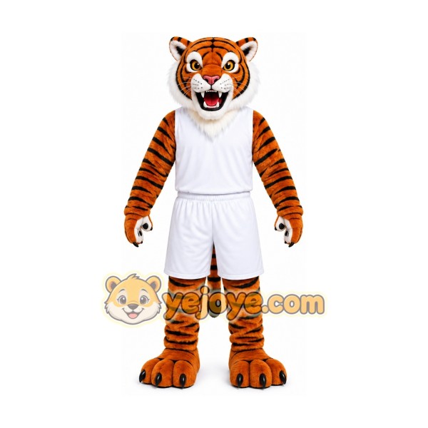 Orange Tiger Mascot Costume with Custom Logo