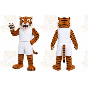 Orange Tiger Mascot Costume with Custom Logo
