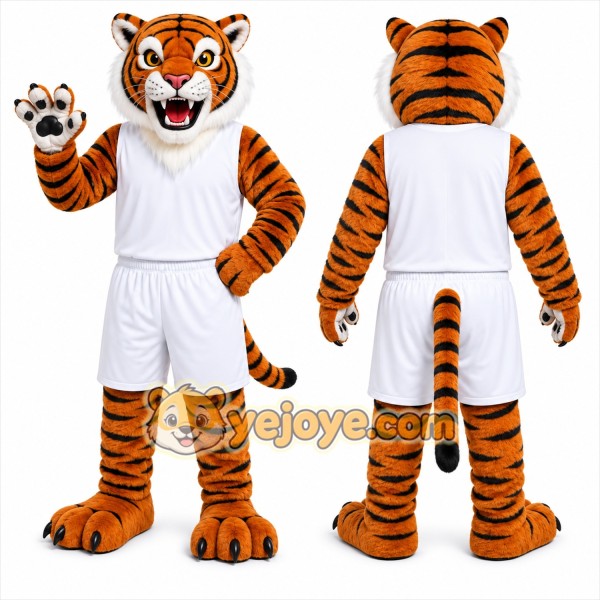 Orange Tiger Mascot Costume with Custom Logo