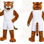 Orange Tiger Mascot Costume with Custom Logo