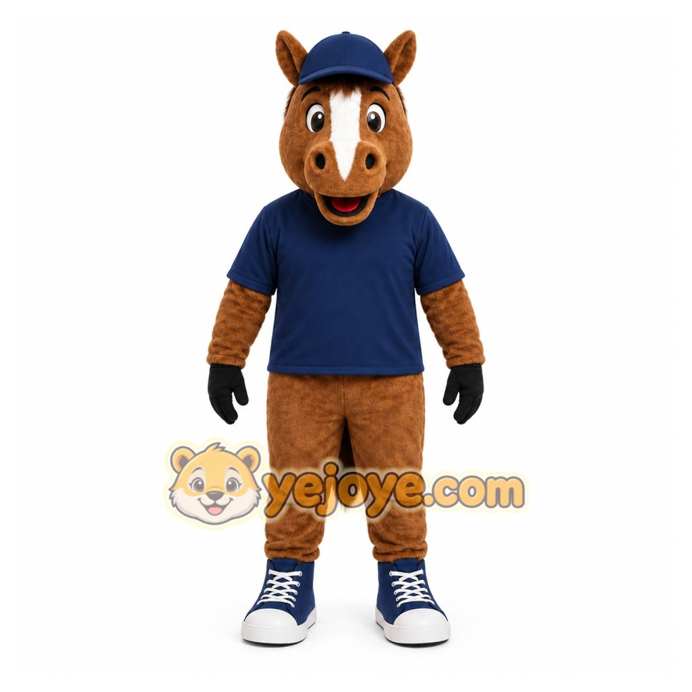 Brown Horse Mascot Costume with Custom Logo Brown Horse Mascot Costume with Custom Logo