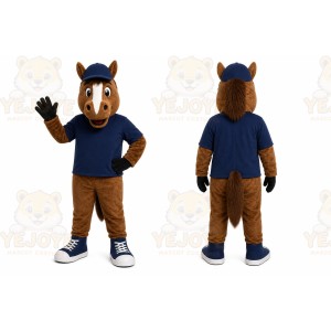 Brown Horse Mascot Costume with Custom Logo