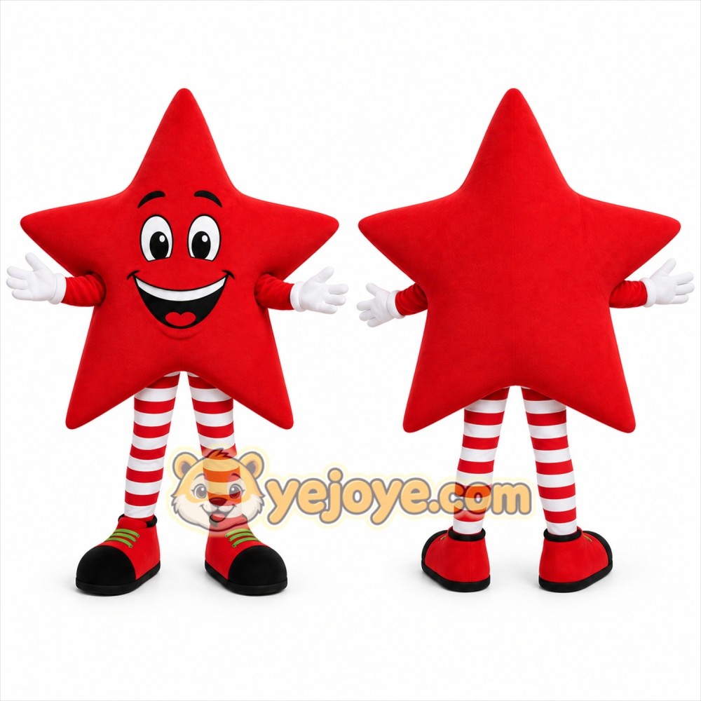 Red Star Mascot Costume with Custom Logo Red Star Mascot Costume with Custom Logo