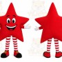 Red Star Mascot Costume with Custom Logo
