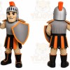 Gray Roman Warrior Mascot Costume with Custom Logo