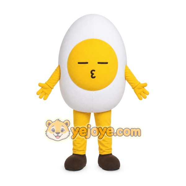 White Egg Mascot Costume with Custom Logo