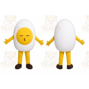 White Egg Mascot Costume with Custom Logo