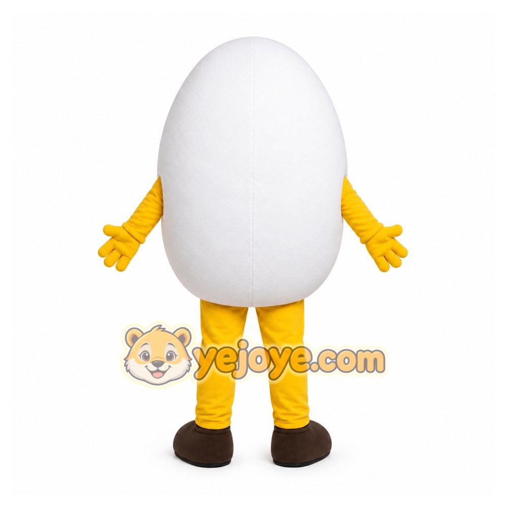 White Egg Mascot Costume with Custom Logo White Egg Mascot Costume with Custom Logo