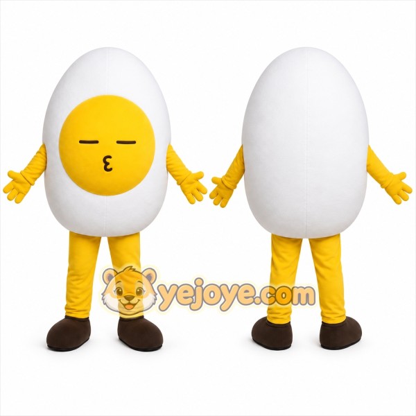 White Egg Mascot Costume with Custom Logo