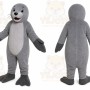 Gray Seal Mascot Costume with Custom Logo