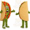 Green Taco Mascot Costume with Custom Logo