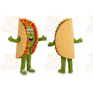 Green Taco Mascot Costume with Custom Logo