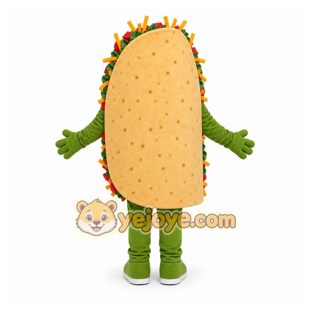 Green Taco Mascot Costume with Custom Logo Green Taco Mascot Costume with Custom Logo