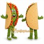 Green Taco Mascot Costume with Custom Logo