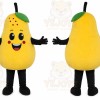Yellow Pear Mascot Costume with Custom Logo