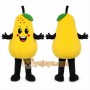 Yellow Pear Mascot Costume with Custom Logo