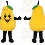 Yellow Pear Mascot Costume with Custom Logo