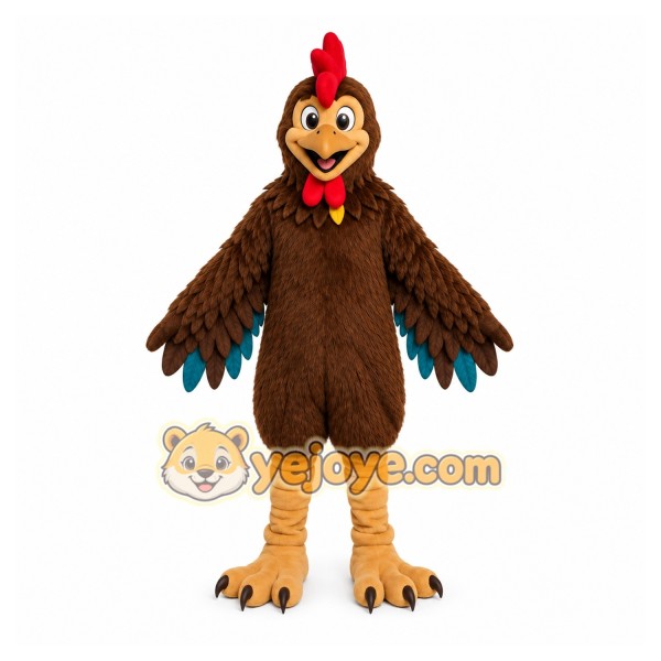Brown Chicken Mascot Costume with Custom Logo Brown Chicken Mascot Costume with Custom Logo