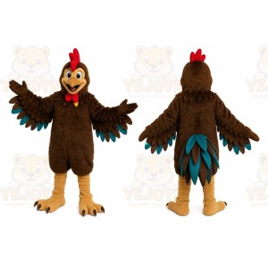 Brown Chicken Mascot Costume with Custom Logo
