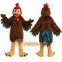 Brown Chicken Mascot Costume with Custom Logo
