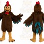 Brown Chicken Mascot Costume with Custom Logo