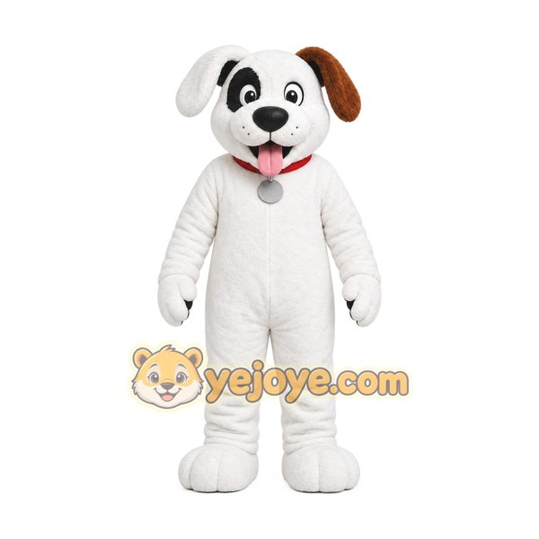 White Dog Mascot Costume with Custom Logo White Dog Mascot Costume with Custom Logo