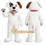 White Dog Mascot Costume with Custom Logo
