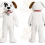White Dog Mascot Costume with Custom Logo