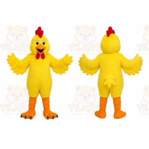 Yellow Chicken Mascot Costume with Custom Logo