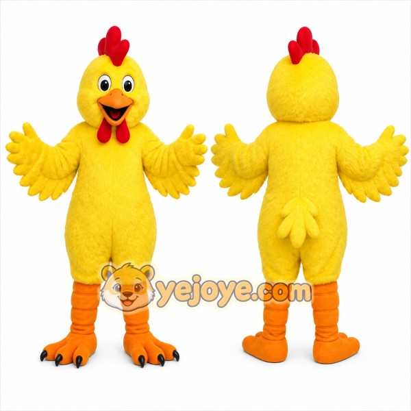 Yellow Chicken Mascot Costume with Custom Logo
