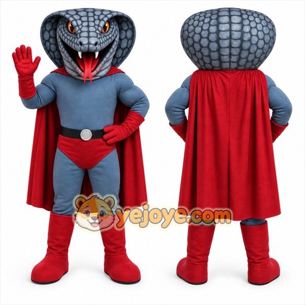 Gray Snake Mascot Costume with Custom Logo