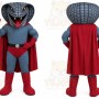 Gray Snake Mascot Costume with Custom Logo