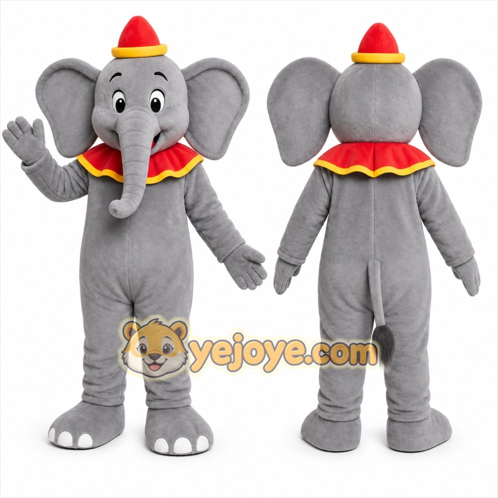 Gray Elephant Mascot Costume with Custom Logo Gray Elephant Mascot Costume with Custom Logo