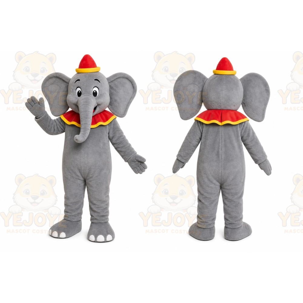 Gray Elephant Mascot Costume with Custom Logo