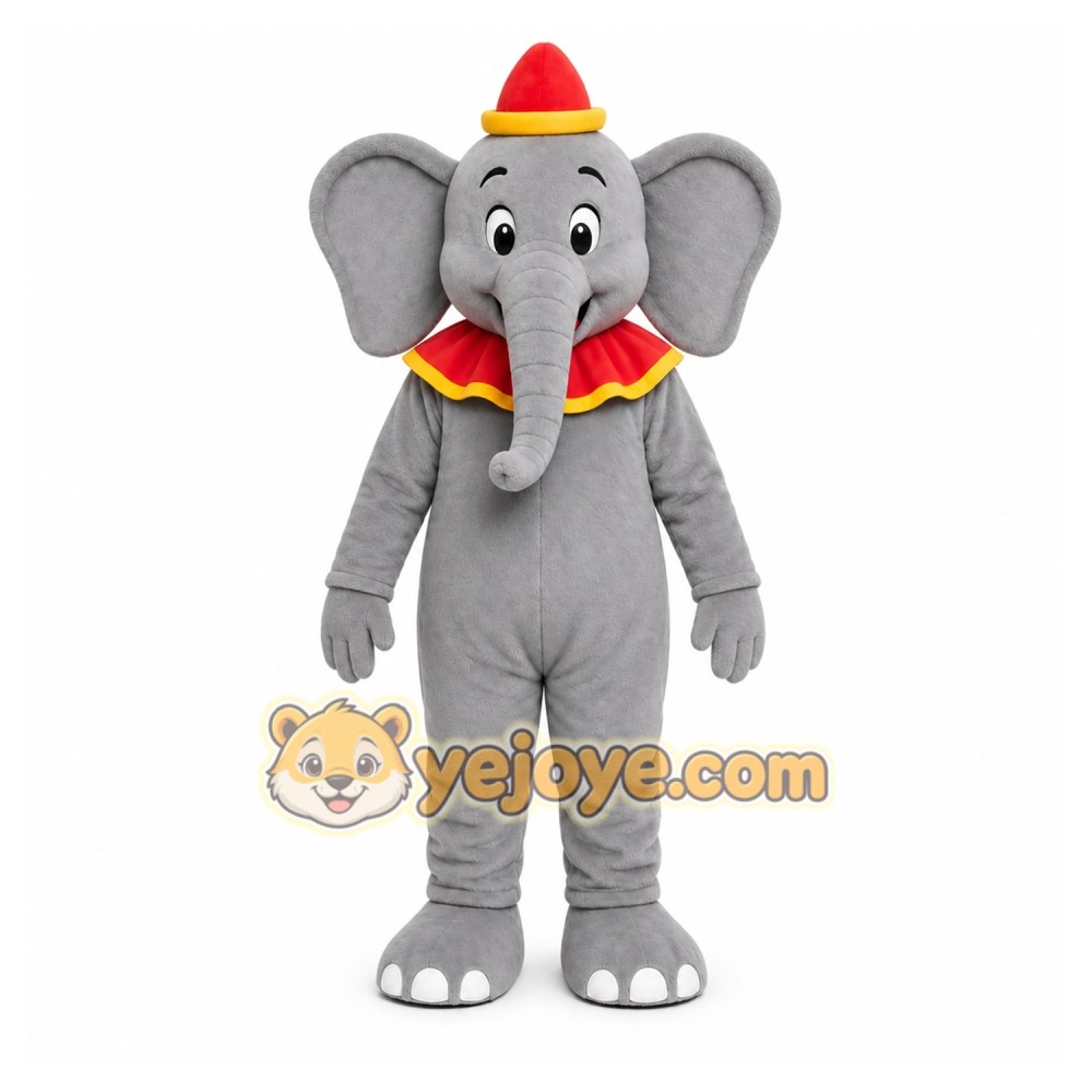 Gray Elephant Mascot Costume with Custom Logo Gray Elephant Mascot Costume with Custom Logo