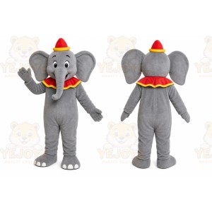 Gray Elephant Mascot Costume with Custom Logo