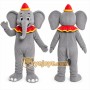 Gray Elephant Mascot Costume with Custom Logo