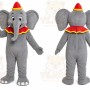 Gray Elephant Mascot Costume with Custom Logo