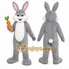 Gray Rabbit Mascot Costume with Custom Logo Gray Rabbit Mascot Costume with Custom Logo