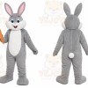 Gray Rabbit Mascot Costume with Custom Logo