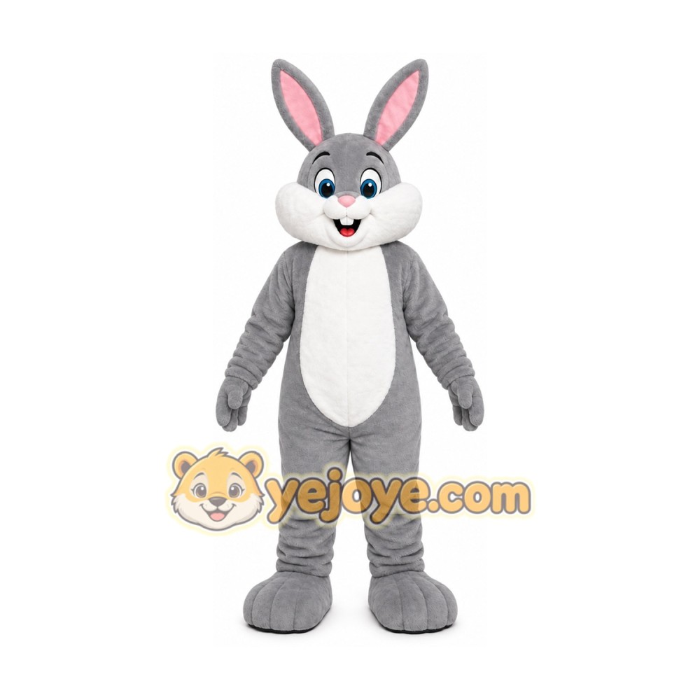Gray Rabbit Mascot Costume with Custom Logo Gray Rabbit Mascot Costume with Custom Logo