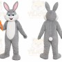 Gray Rabbit Mascot Costume with Custom Logo