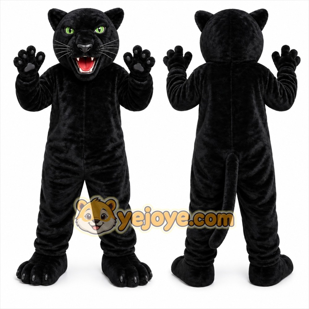 Black Panther Mascot Costume with Custom Logo Black Panther Mascot Costume with Custom Logo