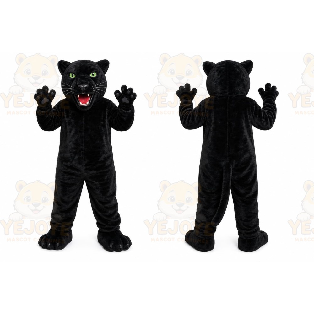 Black Panther Mascot Costume with Custom Logo